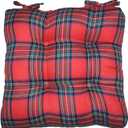 vctops Christmas Plaid Chair Pads with Ties Red and Green Scottish Tartan Dining Chair Cushions Soft Comfy Square Seat Pads (Red Green,16"x16")
