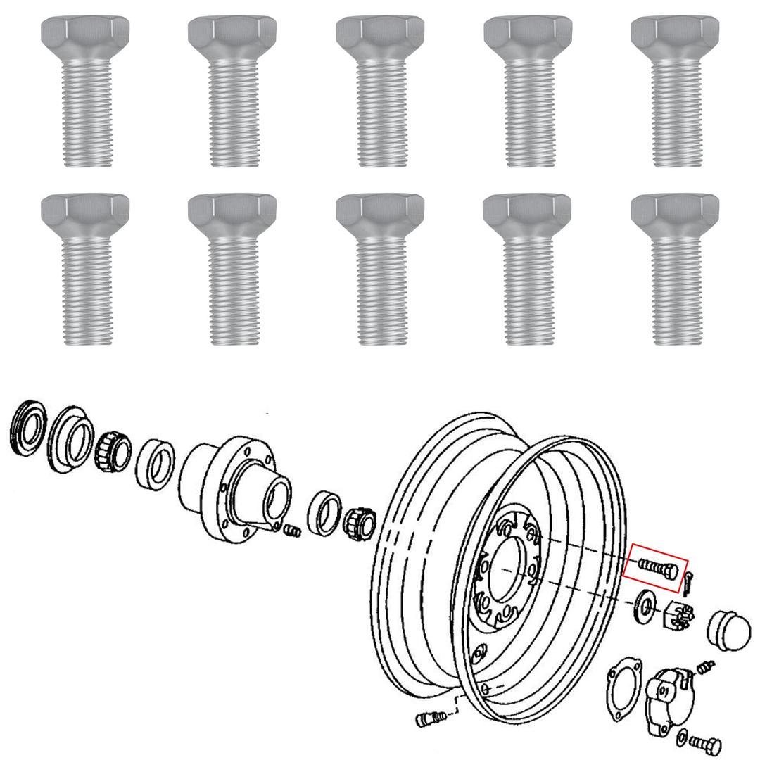Front & Rear Wheel Hub Lug Bolts 9/16-18 x 1-1/8" Fit for John Deere Tractor Replacement for JD16 Bolts (Pack of 10)