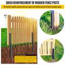 Heavy Duty Steel Fence Post Repair Stakes, Fence Post Anchor Ground Spike, for Repair Tilted/Broken Wood Fence Post (4 Pack/Black