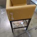 Manhattan Comfort Kingsley Faux Leather Barstool, Mid Century Modern Design, Walnut Beech Wood with Gold Metal Footrest, Fully Assembled Bar Stool for Kitchen Seating, 30" Seat Height, Set of 1, Camel