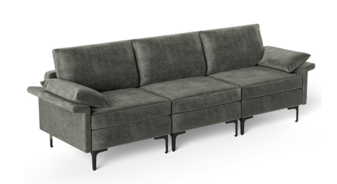 Large 3-Seat Sofa Sectional with Metal Legs for 3-4 people