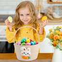 FOIMAS Easter Egg Basket,Easter Bunny Woven Basket for Boys Girls Easter Egg Hunts Game Party Gifts Home School Yard Garden White