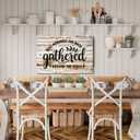 Large Kitchen Wall Art Gather Signs for Home Decor Farmhouse Gather Sign Dining Room Pictures Rustic Family Canvas Prints Inspirational Sayings Quotes Poster Wood Grain Artwork Decorations 24x36"