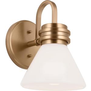 Kichler Farum 9.5 Inch 1 Light Wall Sconce with Opal Glass in Champagne Bronze, for Fireplace, Kitchen, Bedroom, Hallway, or Vanity, (7.25" W x 9.5" H), 55153CPZ