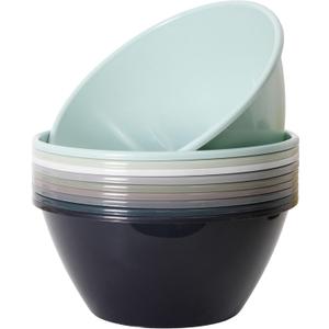 Youngever 9 inch 80 Ounce Plastic Mixing and Serving Bowls, Popcorn Bowls, Salad Bowls, Chip and Dip Serving Bowls, Set of 9 (Urban Color)