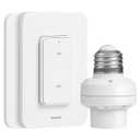 Remote Control Light Socket, 200FT Range Wireless Light Switch, Remote Light Socket for Pull Chain Light Fixture, E26 E27 Bulb Base, No Wiring Needed (2 Wall Mounted Switches and 1 Socket)