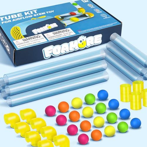Foamore Tube Kit for Airflow STEM Toy, Air Tubes Toy STEM Kits Building Toys, Education, Air Aerodynamics, Building & Tinkering