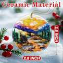 7 x Mountain Range Ornament  Christmas Decoration & Christmas Ornament; Round Ceramic (Holiday Present, Bauble Present, Gift Idea, and Gift Exchange) | Heirloom Keepsake