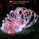 JMEXSUSS 200 LED Solar Rope Lights, 72ft IP 65 Outdoor Waterproof Christmas Lights With 8 Modes, Red and White for Fence Yard Walkway