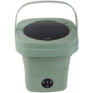Foldable Washing Machine,6.5L Portable Travel Folding Washing Bucket Mini Underwear Baby Clothes Small Items Washer with Spin Dryer for Apartments Dormitory Hotels(Green)