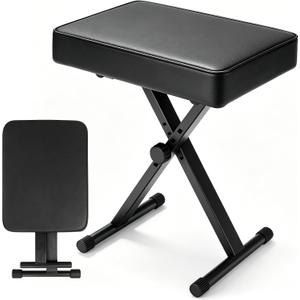 Keyboard Bench Adjustable Piano Stool - Extra Comfortable Piano Bench with High Rebound Sponge Cushion,No Deformation,Superior Support,X-Style Portable Foldable Piano Chair, 4 Height Adjustment