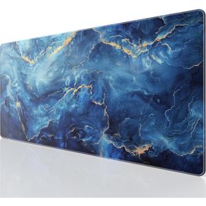 KTRIO Large Gaming Mouse Pad Desk Mat, Superior Micro-Weave Cloth, Non-Slip Rubber Base, Stitched Edges, Water-Resistant, for Gamer, Office & Home, 31.5 x 15.7 InchBlue Marble, 31.5l X 15.7w Inches