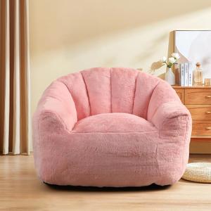 Bean Bag Chair, Bean Bag Chairs with Filler, Stuffed Beanbag Chair for Adult and Kid, Big Beanbag Chairs with Filling for Living Room (Faux Fur in Pink, 35" D41.4" W30.7" H)