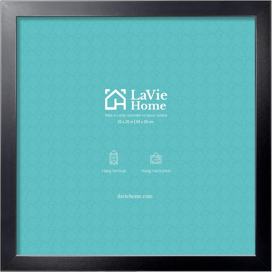 LaVie Home 20x20 Picture Frame, Square Poster Frame with High Definition Plexiglass, 20x20 frame, Horizontal or Vertical Wall Gallery Poster Frames Suitable for Photos, Artworks, Posters,Puzzle, Black