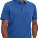 VEBOON Polo Shirts for Men Cotton Blend Moisture-Wicking Lightweight Performance Collared Mens Polo Shirts Shorts Sleeve (L)