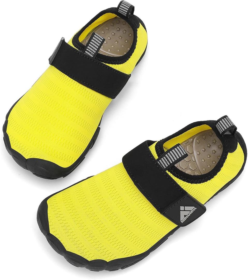 Mishansha Kids Water Shoes Quick-Dry Wide Toe Box Non-Slip Barefoot Shoes Beach Pool Swim Shoes, Yellow, 12 Little Kid