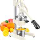 Commercial Heavy-Duty Cast-Iron Hand-Press Manual Juicer Squeezer for Orange Lemon Lime Pomegranate Citrus Fruits with Stainless Steel Cup, Grapefruit Juicer, Orange Press, White