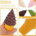 4pcs Simulated Ice Cream Cone Artificial Lifelike Fake Ice Cream Food Models Pretend Play Kitchen Food Toy for Shop Window Display Decor Party Photo Props