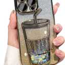 3D Bling Sparkle Plating Juice Bottle Designer Phone Case Compatible with iPhone 11 Pro Max, Cute Liquid Floating Gradient Glitter Quicksand Cup Phone Case with Camera Protection for Women - Gold