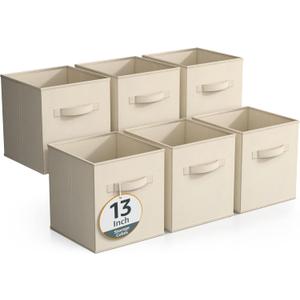 Sorbus Fabric Storage Cubes - 6 Foldable Storage Bins for Organizing Pantry, Cubbies, Toy Box - Clothes Storage & Closet Organizer - 13 Inch Collapsible Cube Baskets for Shelves with Handle