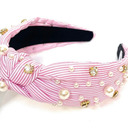 Knotted Headbands for Girls Non Slip Girl Pearl Headband Wide Top Knot Head Bands Mommy and Me Fashion Hairband Womens Turban Hair Accessories, 2 Pack