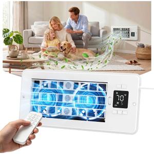 Smart Register Booster Fan for 4" x 10" Vent Holes - 10-Speed Quiet Vent Booster Fan with Thermostat & Remote Control, Improves Heating/Cooling, Manual Adjustable Louver, for Floor Wall Ceiling