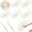 Noamus 8 Pcs 23.6 Inch White Paper Umbrella, Chinese Oiled Paper Parasol Umbrellas, Japanese Decorative DIY Painting Parasol Bulk for Women Wedding Bridal Party Decor Photo Props Craft