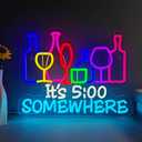 Its 5 O'clock Somewhere Neon Sign Bar Signs for Home Bar Decor Beer Bar Pub Recreation Game Room led Wall Party Birthday Decoration man cave gift for men.Smart plug timer compatible USB-Powered（15.3“*12.4”）