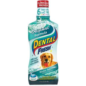 Dental Fresh Water Additive for Dogs, Original Formula, 17oz  Dog Breath Freshener and Teeth Cleaning for Dental Care Add to Water