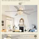 60 Inch Crystal Fandelier Ceiling Fan with Light, Brushed Nickel Modern Ceiling Fans with 6 Speeds, Quiet Reversible DC Motor, 3CCT, Chandelier Ceiling Fan with Remote Control for Living Room Bedroom