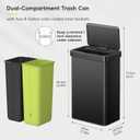 EKO 16 Gal Dual Compartment Motion Sensor Trash Can, Matte Black