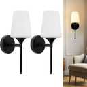 New Bathroom Vanity Light Fixtures 3 Lights Brushed Brass Glass Shade Modern Wall Bar Sconce Over Mirror (Brushed Black, 1T)