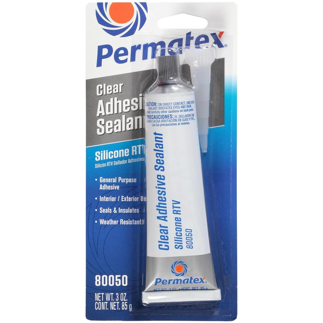 Permatex 80050 Clear RTV Silicone Adhesive Sealant, 3 oz (Pack of 1)