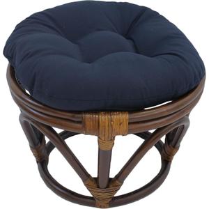 Blazing Needles Solid Twill Round Footstool Cushion, 18", Navy