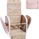 BAGSMART Travel Toiletry Bag, Large Capacity Cosmetic Bags for Women with Hanging Hook, Water-resistant for Toiletries Accessories Brushes Sponge, With Handle (Pink)