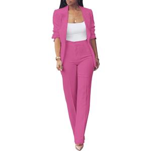 Tcremisa Women's Fashion Fall 2 Piece Pant Suit Dressy Long Sleeve Blazer and Slim Fit Pants Set Business Outfits (Large)