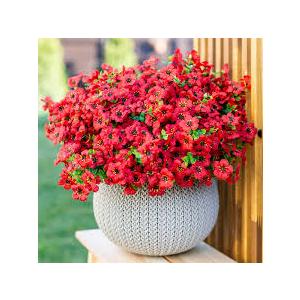 Kingsboomy Artificial Flowers for Outdoors, Faux Plants Flowers, 12 Bundles Silk Colorful Fake Flowers Eucalyptus Realistic UV Resistant for Outside Home Planter Porch Patio Yard Decor (12, Red)