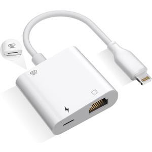 Lightning to Ethernet Adapter with Charging[Apple MFi Certified] RJ45 to Lightning Ethernet LAN Network Adapter, Compatible with iPhone 14 13 12 11/iPadSupports 100Mbps High Speed Ethernet Network