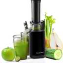 Elite Gourmet EJX600 Compact Small Space-Saving Masticating Slow Juicer Cold Press Juice Extractor, Nutrient and Vitamin Dense, BPA-Free Tritan, Easy to Clean, 16 oz Juice Cup, Charcoal Grey (Black)