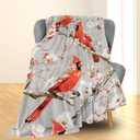 Vibrant Cardinal and Blossom Blanket - Soft, Cozy, Lightweight, and Fuzzy Flannel Throw - Ideal for Couch, Bed, Travel, and Outdoor Use - Fluffy Home Decor with Stunning Bird Design 80"x60"