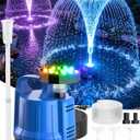 2026 Patented Pond Filter with Pump Fountain Lights, 2-in-1 Pond Filter with Pond Pump and Fountain Kit,Pond Filter Fountain for Koi Pond Filters System, Auto Water Sensor, 16ft Hose-Dark Blue