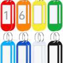 Teskyer 16 Pack Plastic Key Tags, Colorful Key Labels with Label Window Split Ring, Organize Your Keys and Stuff, 8 Colors