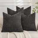 Set of 4 Soft Textured Decorative Throw Pillow Covers 18x18 Inch Cozy Farmhouse Cushion Cover Square Accent Pillow Cases for Bed Couch Sofa Living Room, Dark Grey