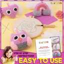 CRAFTILOO 3Pcs of Embroidery Punch Needle kit for Kids Mini Pillows Googly Heart Owl Rainbow Needlepoint Craft Embroidery Pen Needle Punch Kit Art Punch Needle Yarn (10cm, Pink)