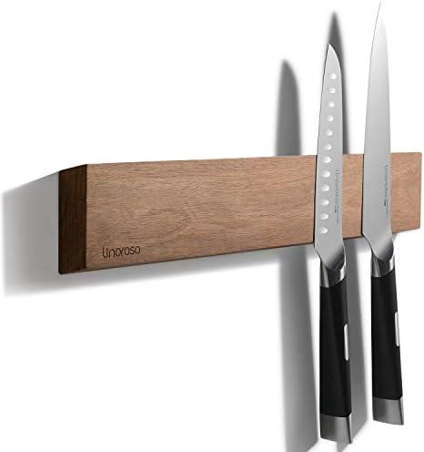 linoroso 16.5'' Magnetic Knife Holder for Wall, Powerful Acacia Wood Magnetic Knife Strip Knife Rack for Kitchen Knives & Tools