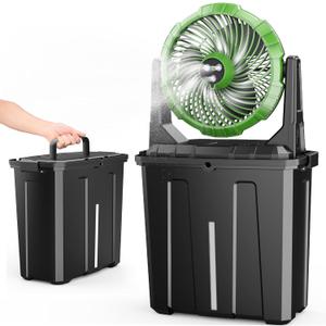 Ausic Portable Misting Fan - 9L Bucket, 10-inch Outdoor Fans for Patios/Camping/Beach/Golf etc., 20000mAh USB Rechargeable Battery Powered Floor Water Cooling Fan, 3 Strong Winds, 3 Spray Mister (Green)