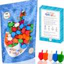 100-Pack Hanukkah Dreidels Multicolor Plastic Chanuka Draydels with English Transliteration, Includes Dreidel Game Instruction Cards
