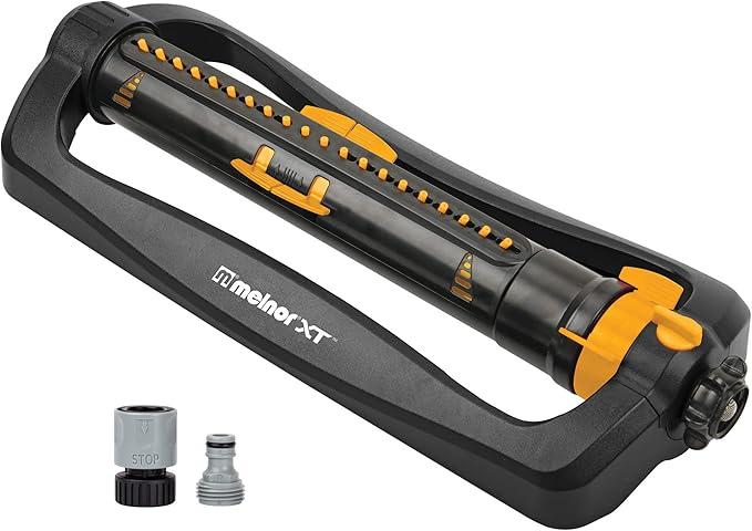 Melnor 65167AMZ XT Turbo Oscillating Sprinkler, 4,500 sq. ft., Quick Connect Bundle, 3Way Adjustable, Black, Yellow