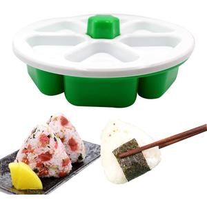 DIY Triangle Sushi Mold, Food Grade BPA free Onigiri Maker Onigiri Rice Mold, Make Up To 6 Sushi Rice Balls at Once Easily and Quickly (Green)