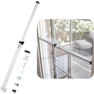 SECURITYMAN Sliding Door Security Bar-Child Proof Sliding Door Lock Bar with Anti Lift Lock - Fits Most Doors & Windows - Adjustable Patio Door Security Bar (18.75"- 51.1") - White